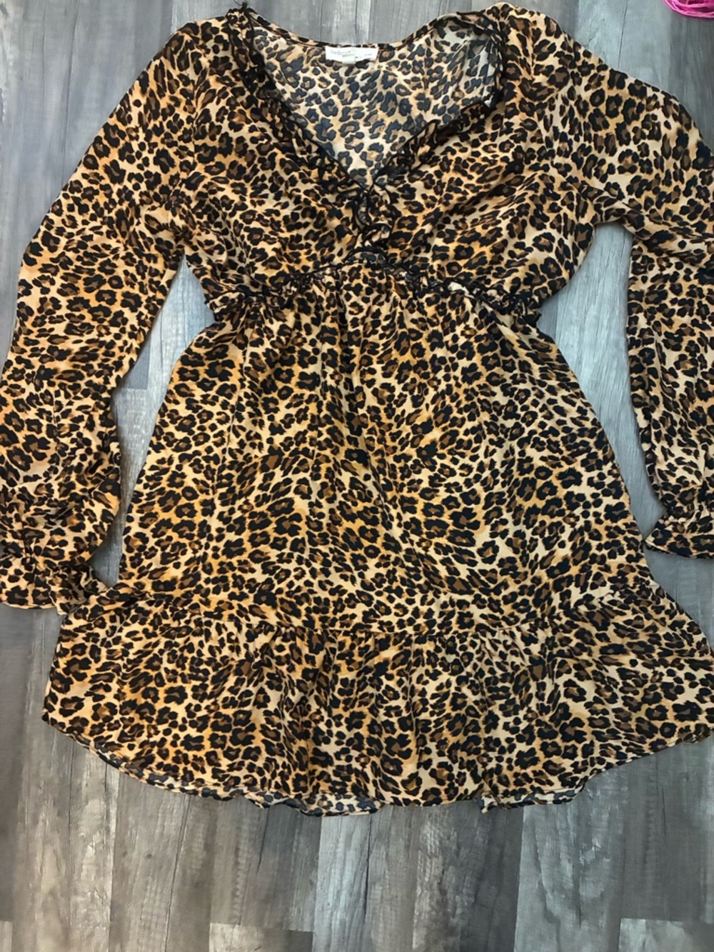 BeBop Leopard Print Midi Dress in Tan and Black